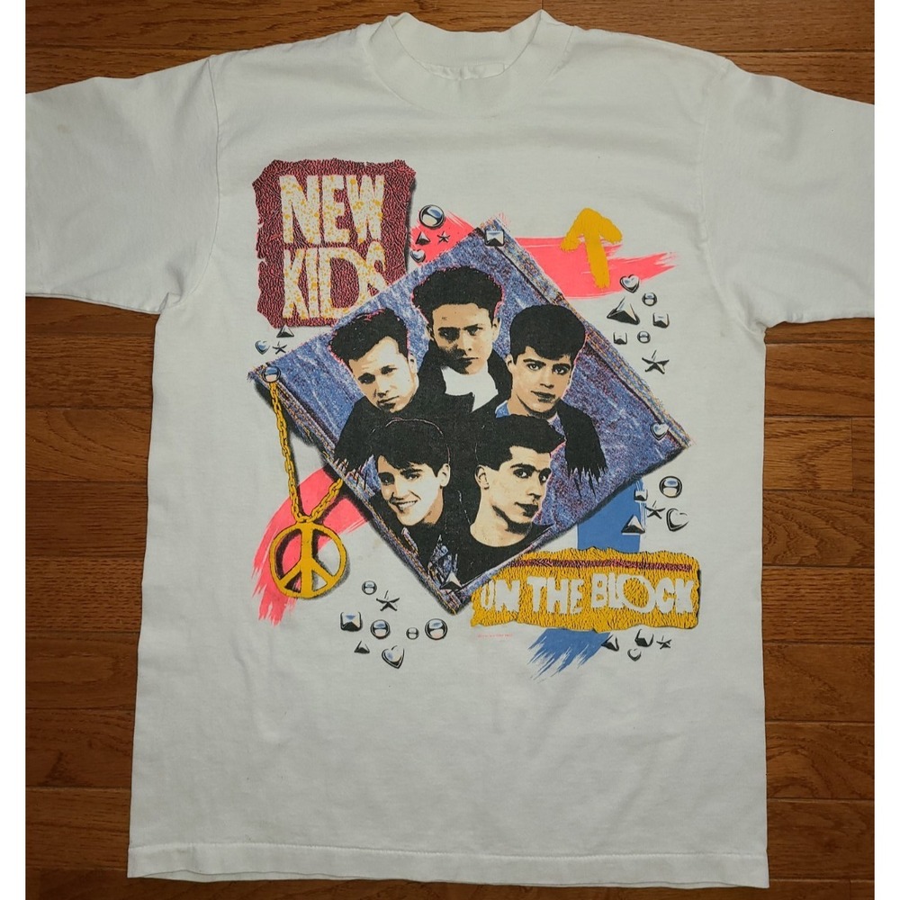 VTG 1990 NEW KIDS ON THE BLOCK CONCERT T-Shirt SMALL rock single‎ stitch 80s